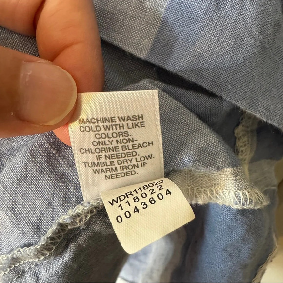 J Jill Love Linen Blue Gingham Tie front Dress Size Medium Petite - Picture 8 of 11